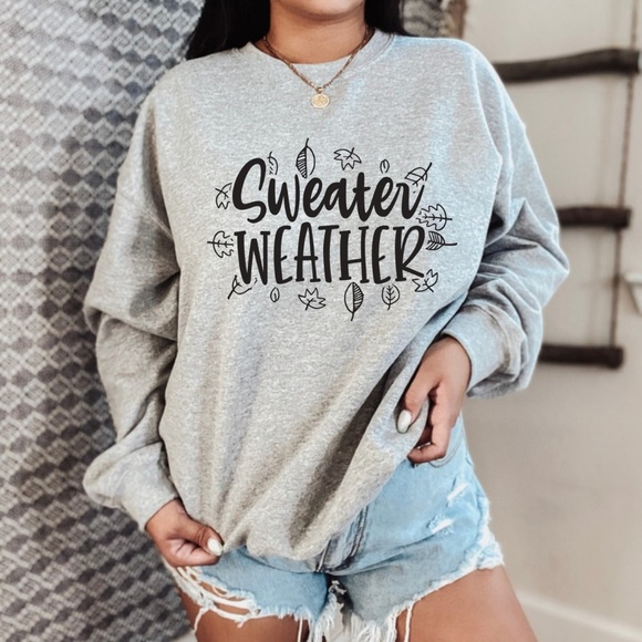 Sweater Weather Crew Neck Long Sleeve Sweatshirt - Picture 1 of 2